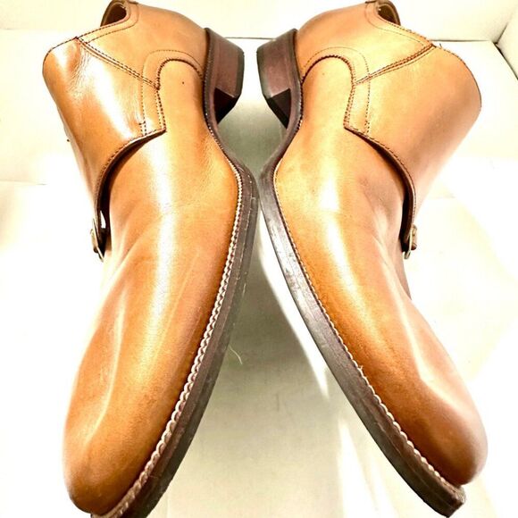 Cole Haan Mens Shoes Benton Tan Leather Double Strap Dress Loafers Size 11.5 M